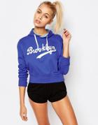 Majestic Brooklyn Cropped Hoody - Blue