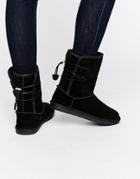 Call It Spring Bridia Tie Back Black Nubuck Boots - Black