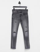 River Island Skinny Jeans With Rips In Gray-grey