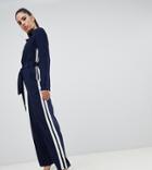 Parallel Lines Jumpsuit With Side Stripe-navy