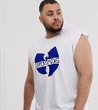 Asos Design Plus Wu-tang Clan Oversized Sleeveless T-shirt With Front And Back Print-white