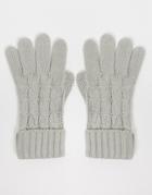 Lipsy Cable Knit Gloves In Gray-grey