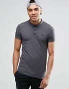 Asos Muscle Jersey Polo With Roll Sleeve In Charcoal - Charcoal Marl