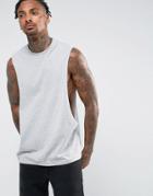 Asos Sleeveless T-shirt With Extreme Dropped Amrhole - Gray