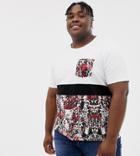 Another Influence Plus Contrast Panel Camo T-shirt - White