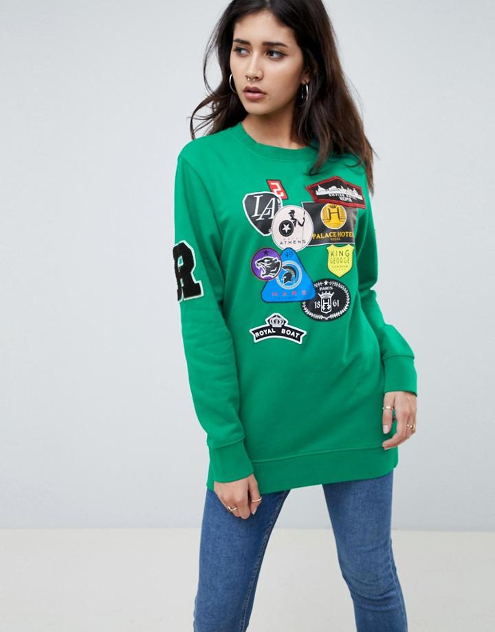 Replay Long Patch Detail Sweatshirt - Green