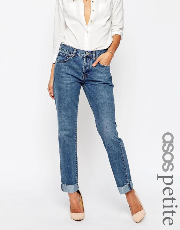 Asos Petite Carrot Boyfriend Jeans - Mid Blue