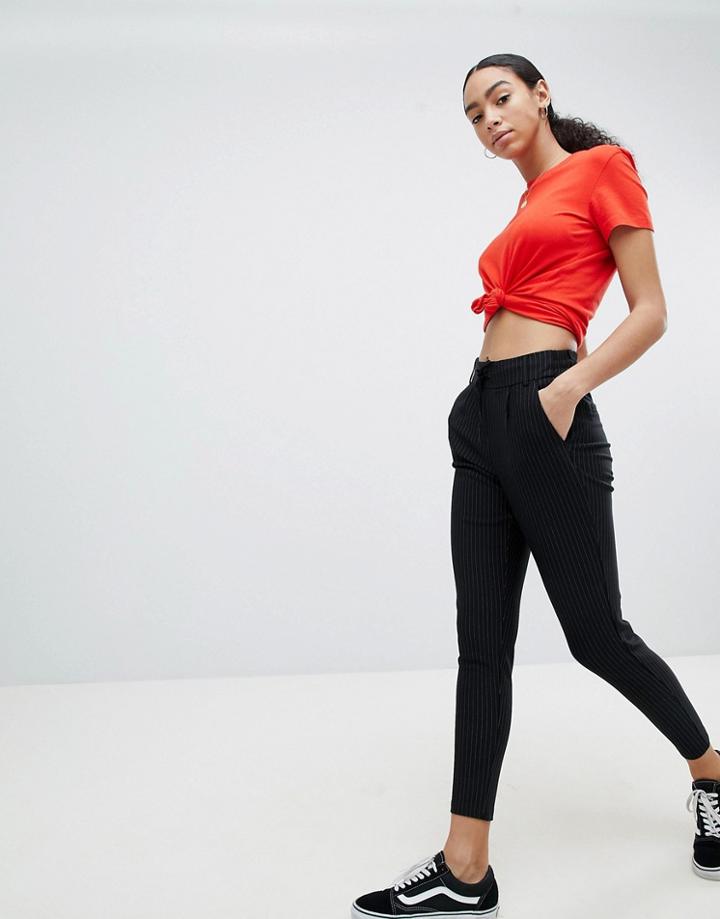 Noisy May Stripe Pants - Black