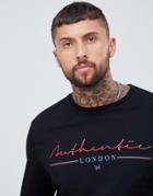 Asos Design Relaxed Long Sleeve T-shirt With Authentic London Print-black