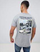 Abercrombie & Fitch Camping Print Logo Back Print T-shirt In Gray Marl - Gray