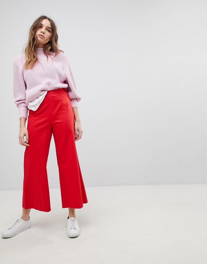 Max & Co Wide Leg Cropped Pants - Red