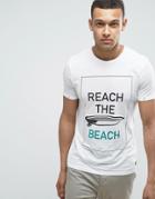 Produkt T-shirt With Beach Print - White