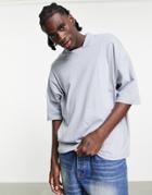 Asos Design Oversized Cut & Sew Polo In Light Blue-blues