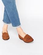 New Look Wide Fit Suede Fringed Loafer - Tan