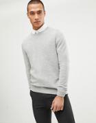 Asos Design Lambswool Sweater In Light Gray - Gray