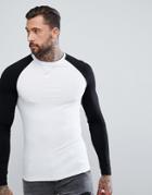 Asos Muscle Long Sleeve Contrast Raglan T-shirt - Multi