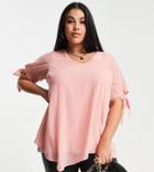 Yours Exclusive Short Sleeve Blouse In Light Pink