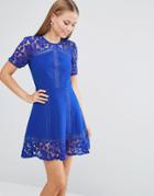 Asos Premium Lace Insert Mini Dress - Blue