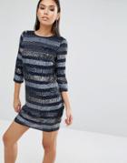 Asos Sequin Linear Shift Mini Dress - Blue