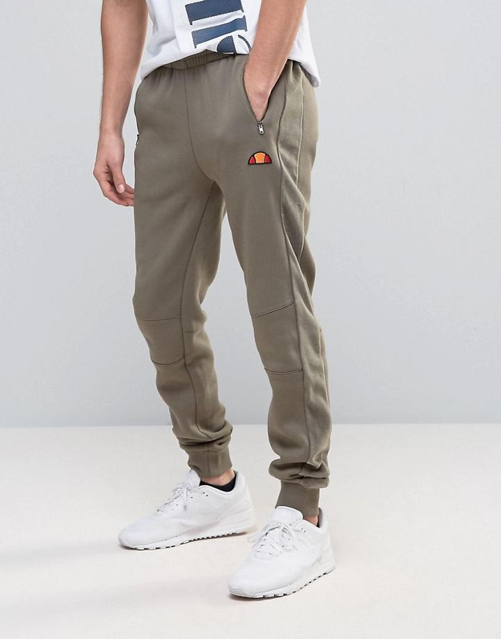 Ellesse Skinny Joggers With Velour Panel - Green