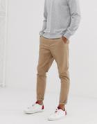 Asos Design Tapered Chinos In Stone