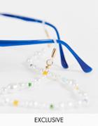 Reclaimed Vintage Inspired Unisex Sunglasses Chain In Pearl And Multicolor Beads