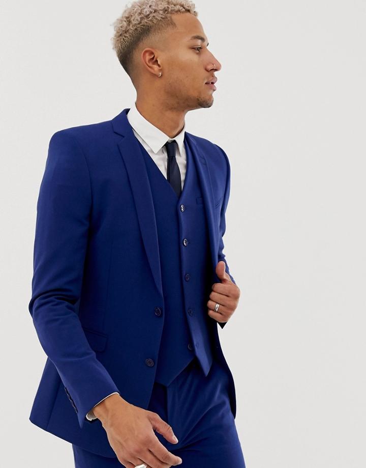 Asos Design Super Skinny Suit Jacket In Bright Blue - Blue