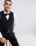Asos Design Wedding Skinny Suit Vest In Black - Black