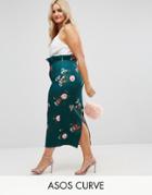 Asos Curve Paperbag Waist Pencil Skirt In Floral Print - Multi