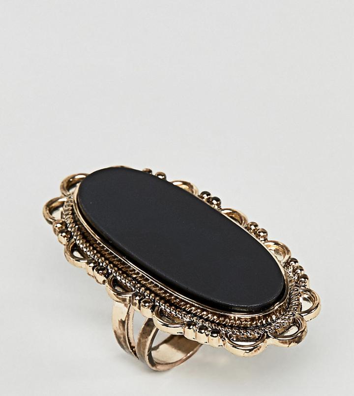 Sacred Hawk Large Stone Ring - Silver