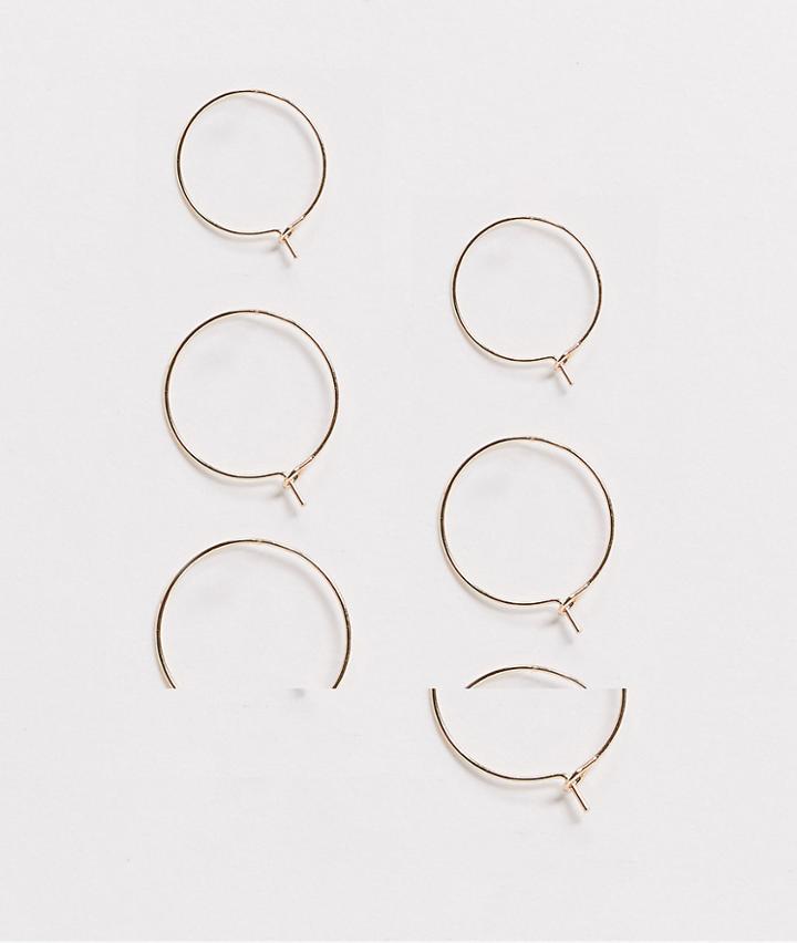 Weekday 3 Pack Hooped Earring Pack In Gold