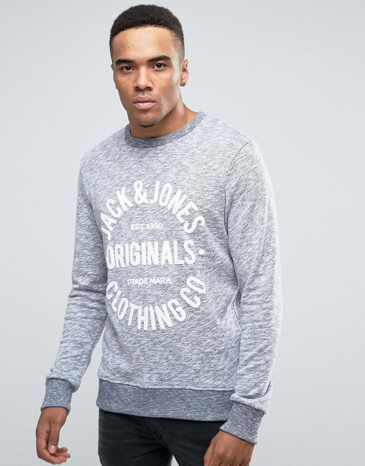 Jack & Jones Graphic Melange Sweat - Navy