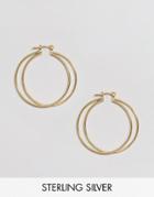 Asos Gold Plated Sterling Silver Fine Double Hoop Earrings - Gold