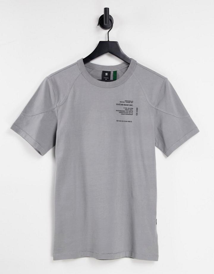 G-star T-shirt With Shoulder Text Print In Gray-grey