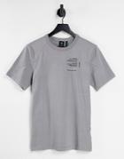 G-star T-shirt With Shoulder Text Print In Gray-grey