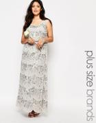 Lovedrobe Sleeveless Chiffon Maxi Dress With All Over Embellishment - Gray