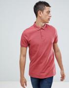 Asos Design Polo With Button Down Collar In Pique In Red - Red