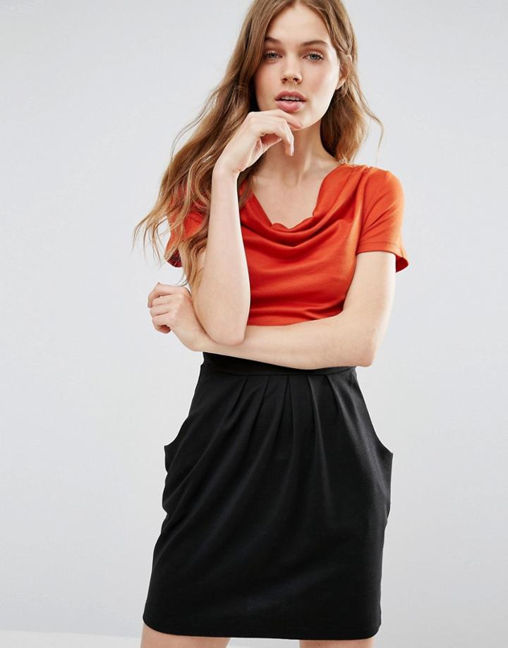 Jasmine Color Block Tulip Dress - Orange