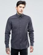 Fred Perry Shirt In Gingham Twill In Graphite Marl In Slim Fit - Gray