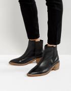 Park Lane Leather Kitten Heel Chelsea Boots - Black