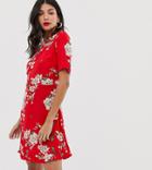 Y.a.s Tall Angelia Floral Print Dress-red