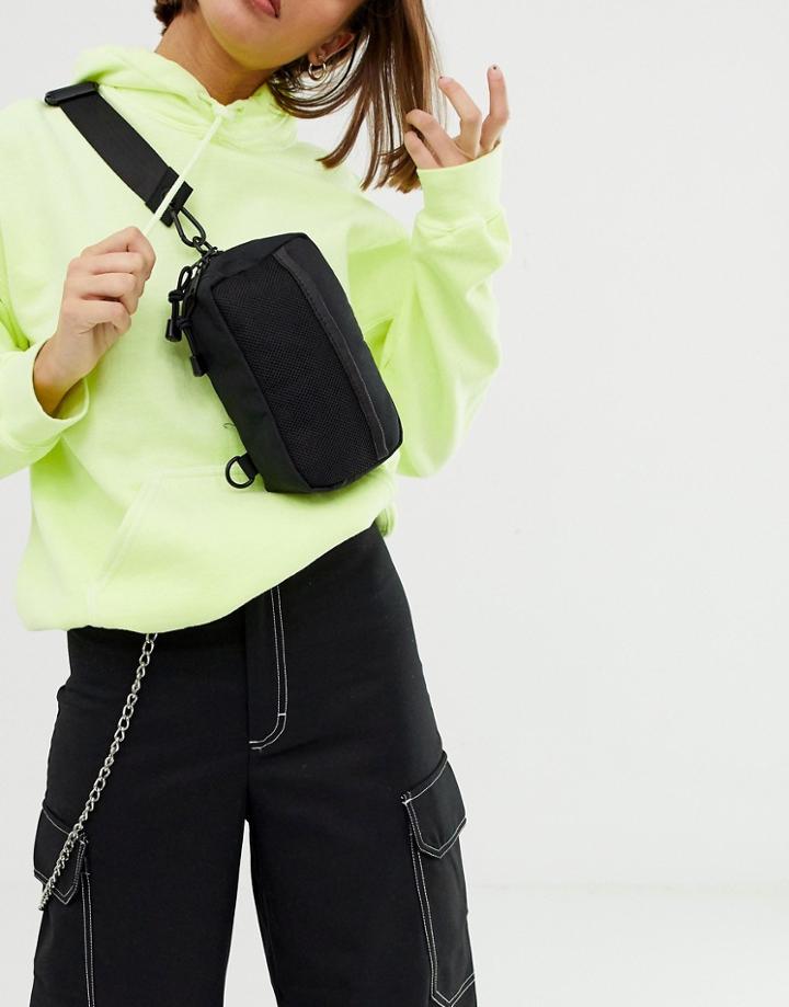 Asos Design Sling Bag In Canvas - Blue