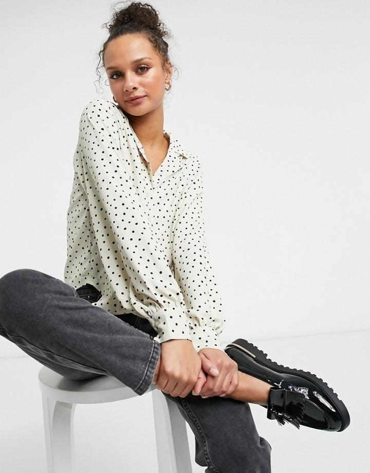 Monki Natalie Blouse In Spot Print-multi