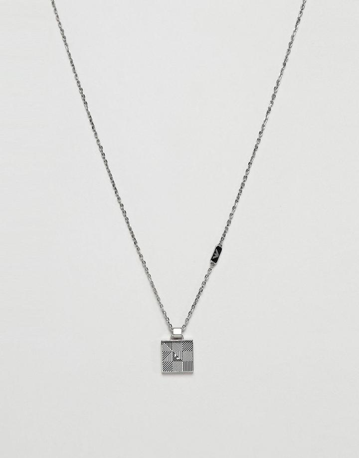 Emporio Armani Logo Dog Tag Necklace In Silver - Silver