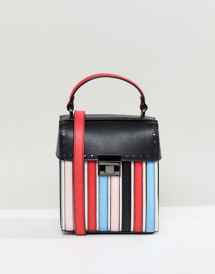 Asos Design Striped Lid Top Cross Body Bag - Multi