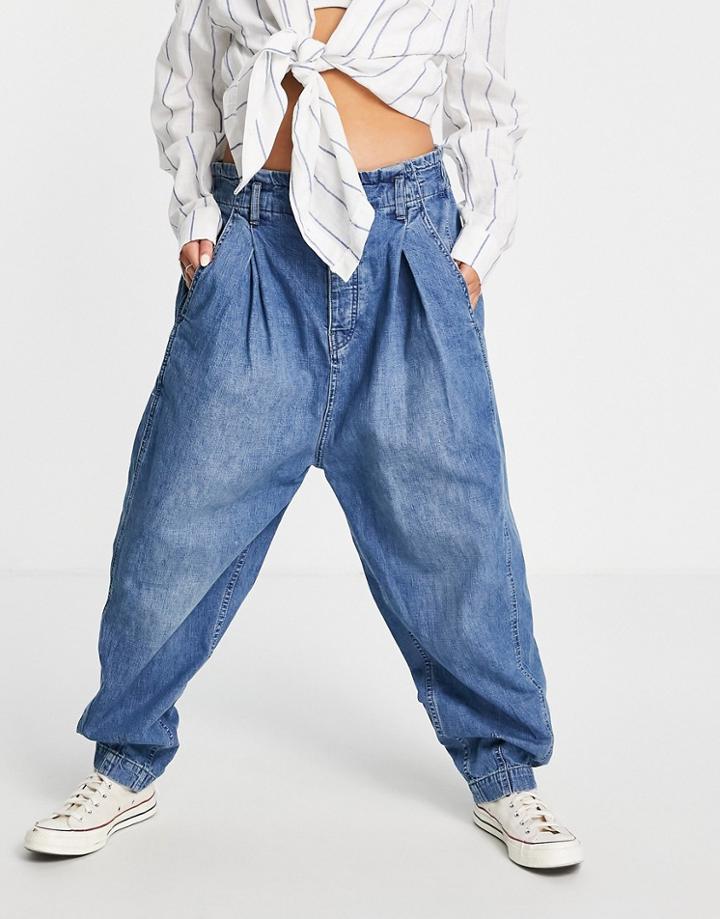 We The Free By Free People Sawyer Baggy Boyfriend Jeans In Vintage Wash Denim-blues