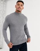 Bershka Roll Neck Sweater In Gray