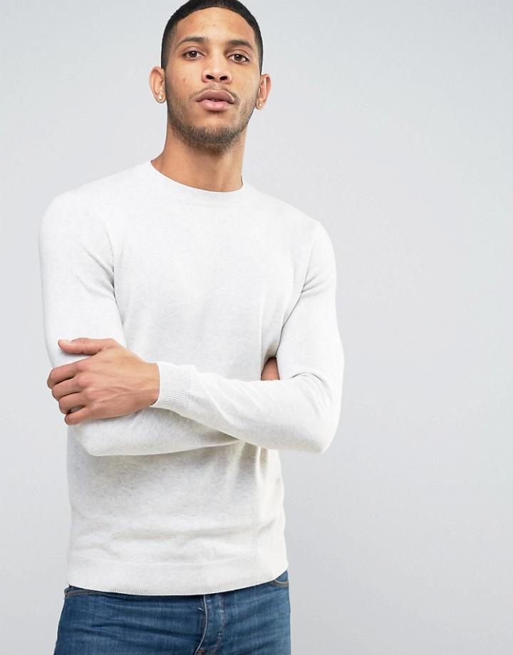New Look Crew Neck Sweater In Oatmeal - Cream