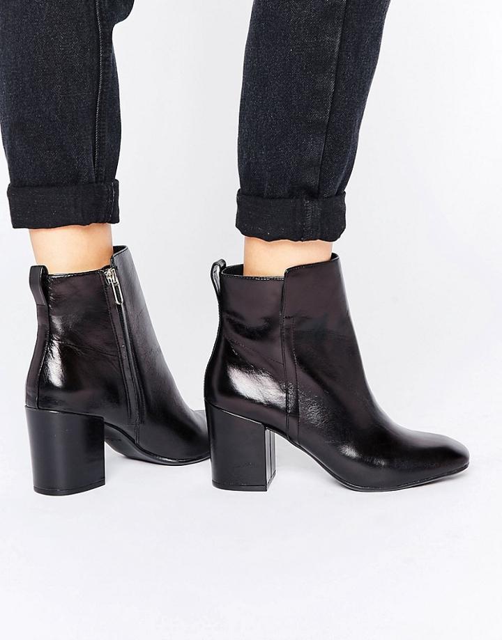 Aldo Quria Heeled Leather Ankle Boots - Black