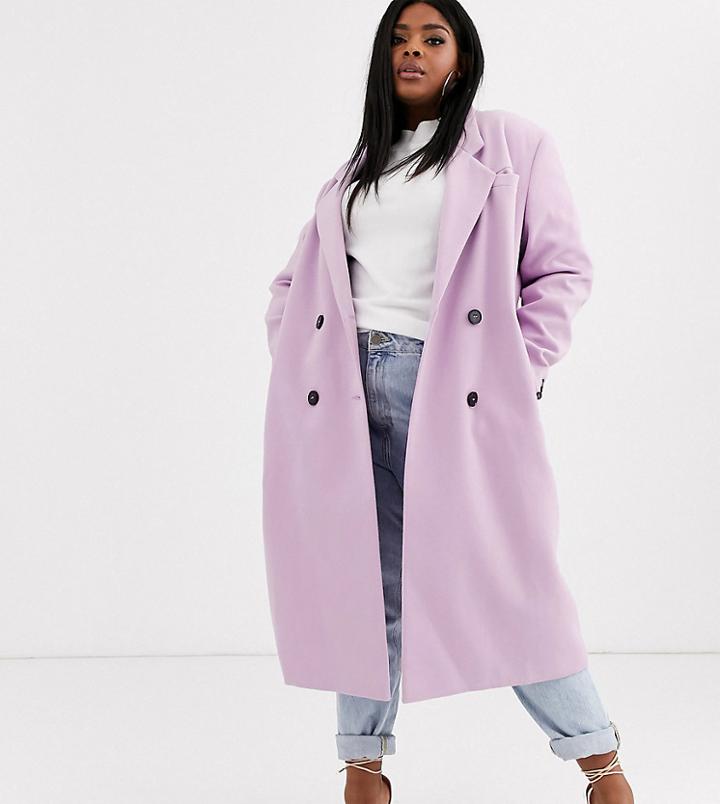 Asos Design Hero Longline Maxi Coat In Lilac-purple